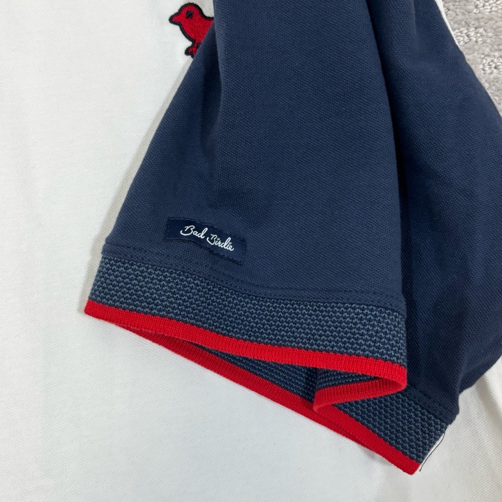 Bad Birdie Pique Golf Polo White Dark Navy Red Shirt Short Sleeve Mens XL - Picture 4 of 7